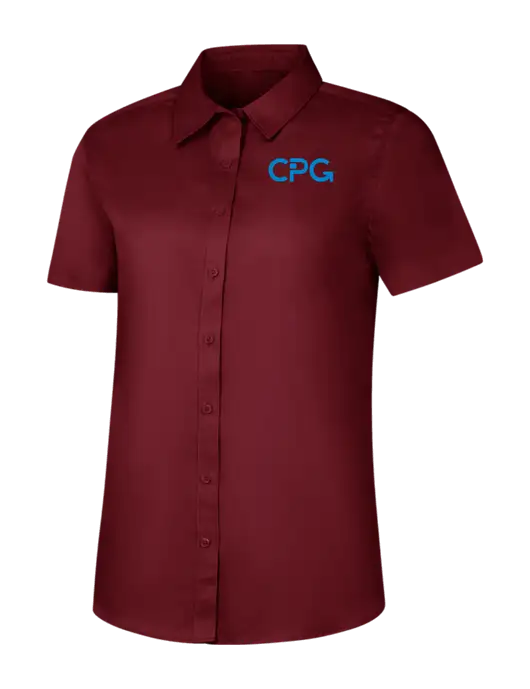 Womens Maroon Short Sleeve Superpro React Twill Shirt w/CPG Logo