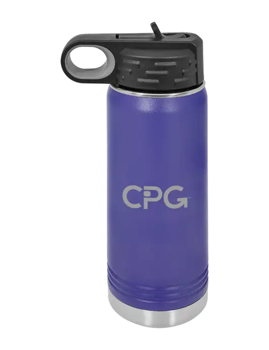 Polar Camel 20 oz Powder Coated Purple Vacuum Insulated Water Bottle w/CPG Logo