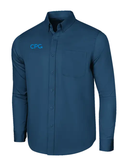 Long Sleeve Light Navy Superpro React Twill Shirt w/CPG Logo