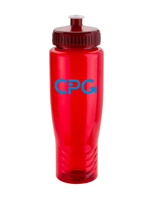 Roam Red 28 oz Eco-Polyclear Bottle with Push Pull Lid w/CPG Logo