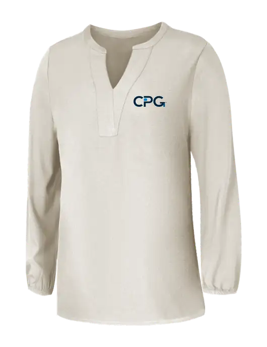 Mercer+Mettle Womens Ivory Stretch Crepe 3/4 Sleeve Blouse w/CPG Logo