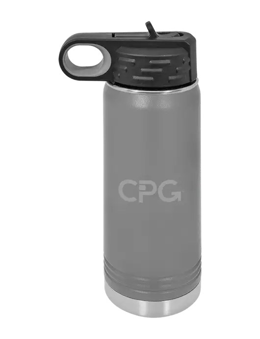 Polar Camel 20 oz Powder Coated Grey Vacuum Insulated Water Bottle w/CPG Logo