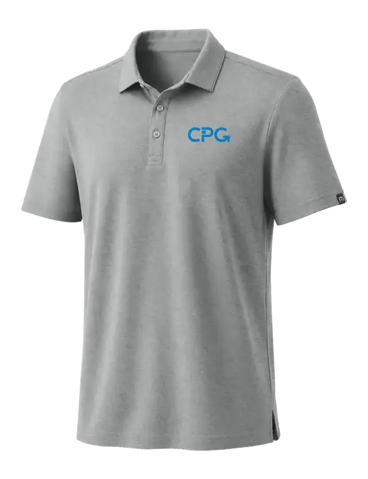 TravisMathew Medium Grey Heather Coto Performance Polo w/CPG Logo