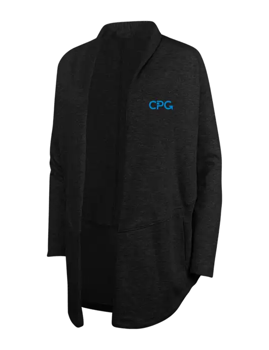 Deep Black/Charcoal Heather Womens Interlock Cardigan w/CPG Logo