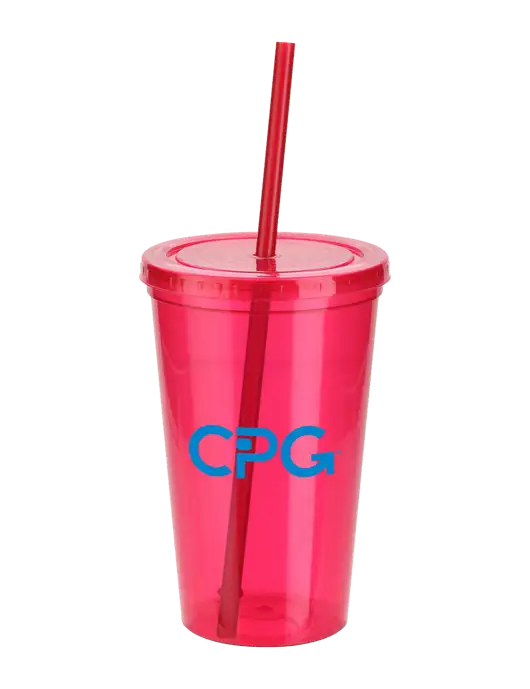 Sorrento Red 16 oz Tumbler with Lid & Straw w/CPG Logo