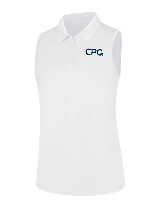 Womens White Dry Zone UV Micro-Mesh Sleeveless Polo w/CPG Logo