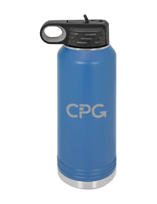 Polar Camel 32 oz Powder Coated Royal Vacuum Insulated Water Bottle w/CPG Logo