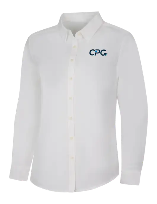 Womens White Long Sleeve Superpro React Twill Shirt w/CPG Logo
