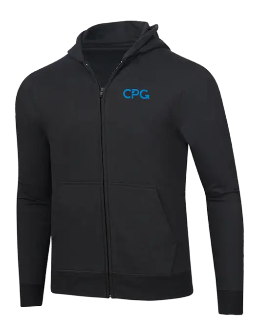 Jet Black 8.5 oz Ring Spun Zip Hooded Sweatshirt w/CPG Logo