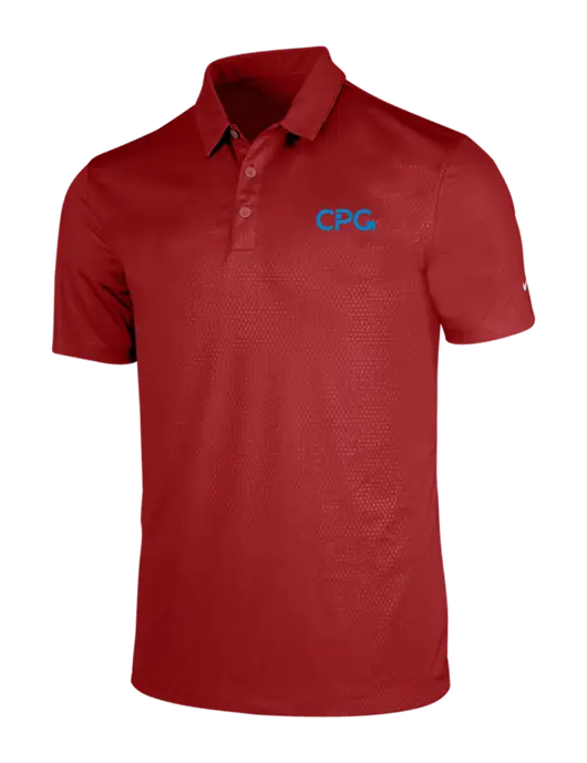 NIKE Red Dri-Fit Embossed Tri-Blade Polo w/CPG Logo