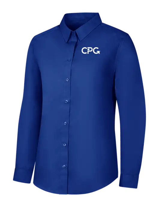 Womens Royal Long Sleeve Carefree Poplin Shirt w/CPG Logo