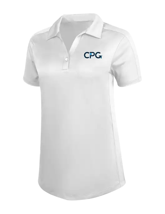 Womens White Diamond Jacquard Polo w/CPG Logo