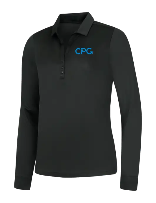 Womens Black Silk Touch Performance Long Sleeve Polo w/CPG Logo