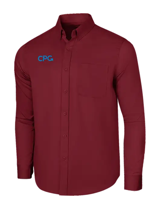 Long Sleeve Maroon Superpro React Twill Shirt w/CPG Logo