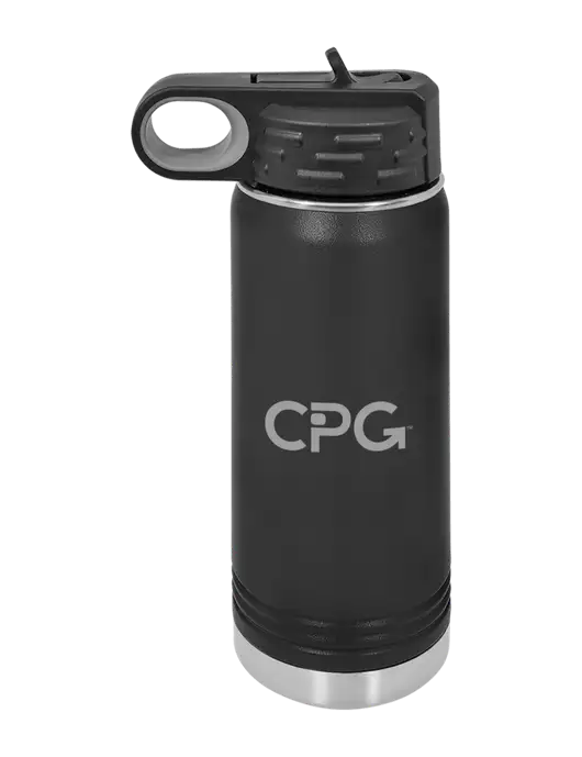 Polar Camel 20 oz Powder Coated Black Vacuum Insulated Water Bottle w/CPG Logo