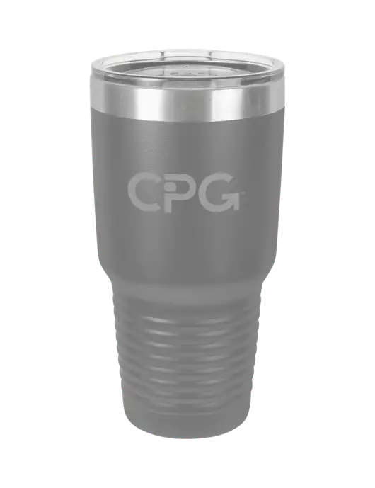Polar Camel 30 oz Powder Coated Grey Vacuum Insulated Tumbler w/CPG Logo