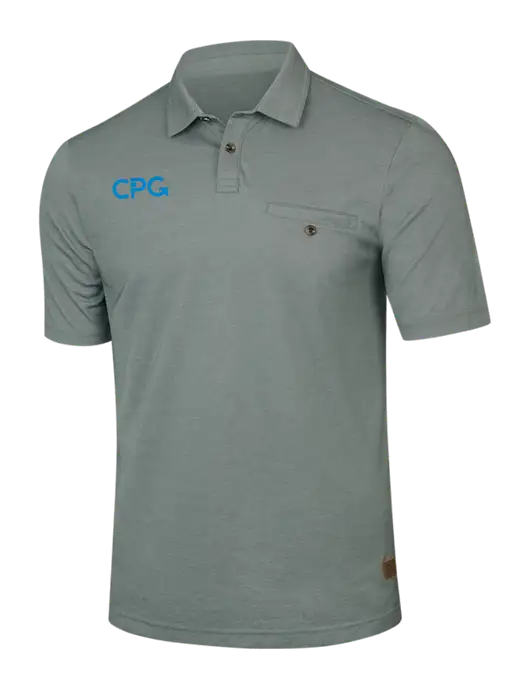 TravisMathew Dark Green Heather Sunsetters Pocket Polo w/CPG Logo
