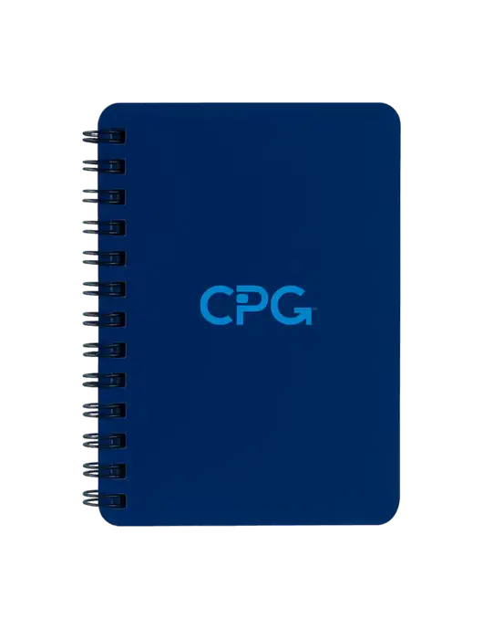 Sturdy Navy Blue Hardcover Notebook, 5.25 x 7 w/CPG Logo