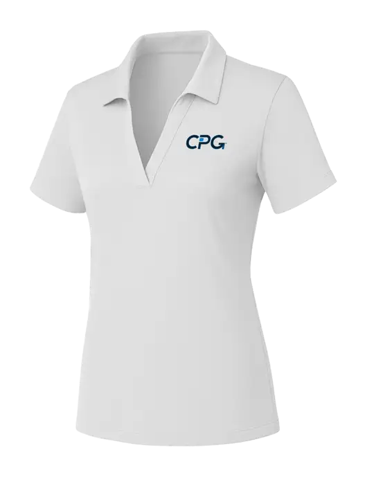 Womens White PosiCharge RacerMesh Polo w/CPG Logo