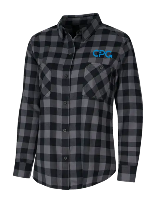 Womens Medium Grey/Black Buffalo Check Plaid Flannel Shirt w/CPG Logo