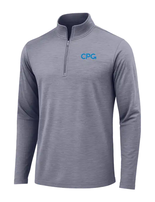True Navy Heather Posicharge Tri-Blend Wicking 1/4 Zip Pullover w/CPG Logo