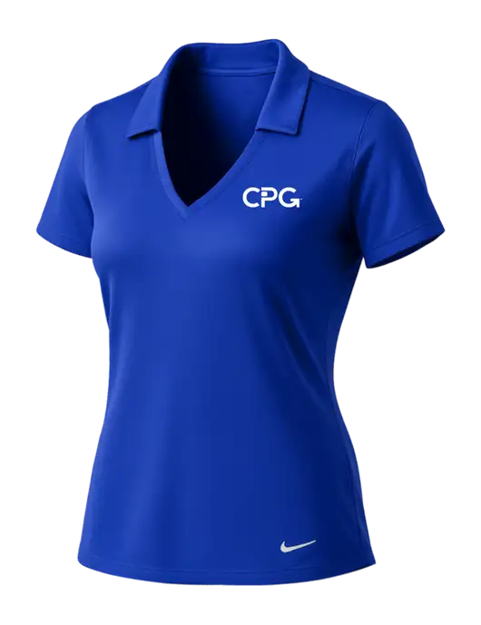 NIKE Dark Royal Womens Dri-Fit Vertical Mesh Polo w/CPG Logo