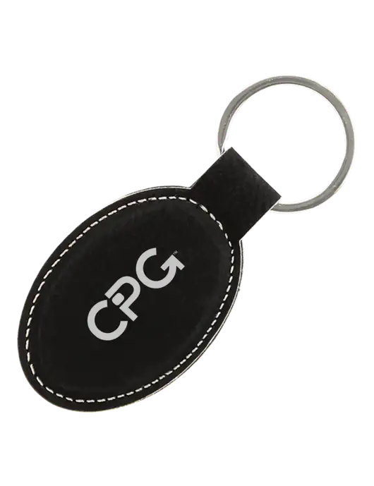 Black Leatherette Oval Keychain w/CPG Logo