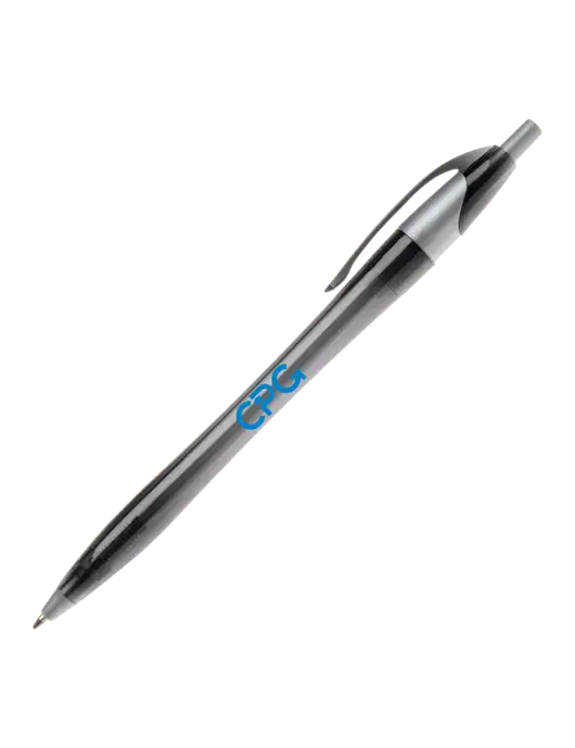 Novella Translucent Black/Silver Jewel Pen - Blue Ink w/CPG Logo