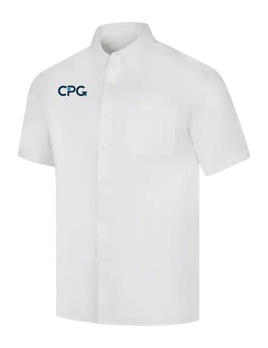 Short Sleeve White Superpro React Twill Shirt w/CPG Logo