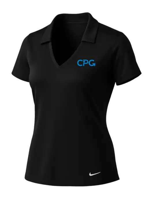 NIKE Black Womens Dri-Fit Vertical Mesh Polo w/CPG Logo