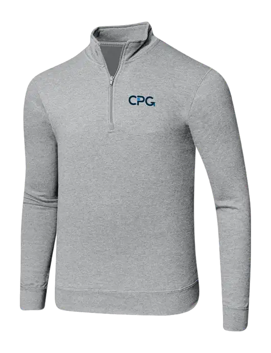 Light Heather Grey 8.5 oz Ring Spun 1/4 Zip Pullover Sweatshirt w/CPG Logo