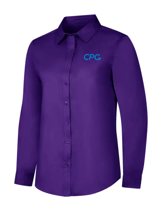 Purple Womens Long Sleeve Superpro React Twill Shirt w/CPG Logo