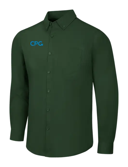 Forest Green Long Sleeve Carefree Poplin Shirt w/CPG Logo