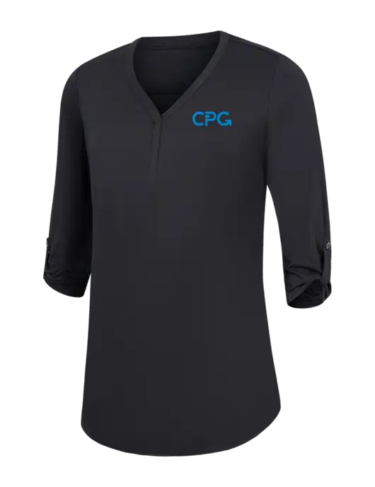Womens Black City Stretch 3/4-Sleeve Tunic w/CPG Logo