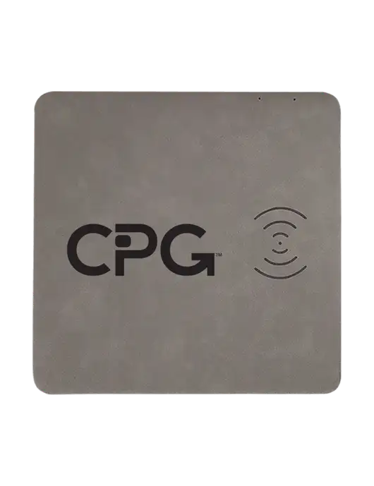 Grey Laserable Leatherette Phone Charging Mat w/CPG Logo