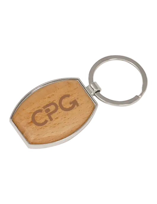 Wood & Silver Oval Keychain w/CPG Logo