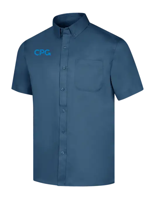 Short Sleeve Light Navy Superpro React Twill Shirt w/CPG Logo