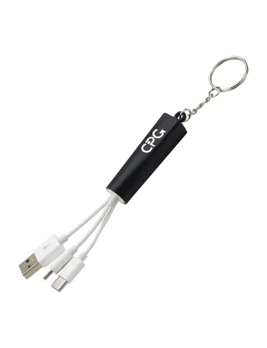 Black Light-Up Charging Cable with Key Ring w/CPG Logo