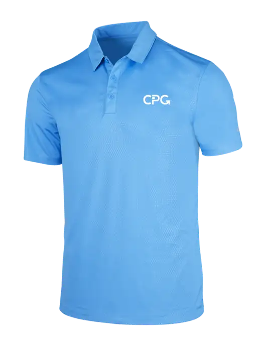 NIKE Light Royal Blue Dri-Fit Embossed Tri-Blade Polo w/CPG Logo
