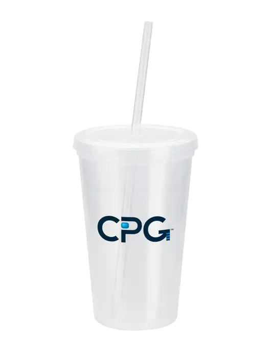 Sorrento Clear 16 oz Tumbler with Lid & Straw w/CPG Logo