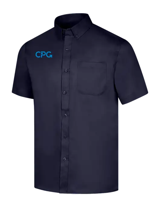 Short Sleeve Navy Superpro React Twill Shirt w/CPG Logo