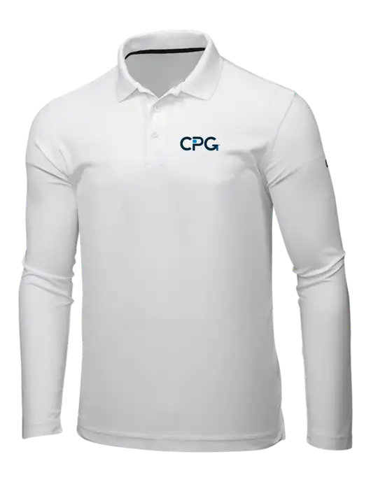 OGIO Bright White Caliber 2.0 Long Sleeve Polo w/CPG Logo