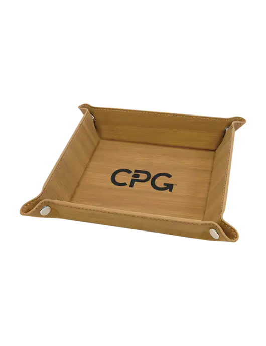 Bamboo Leatherette Valet Tray, 6 x 6 w/CPG Logo