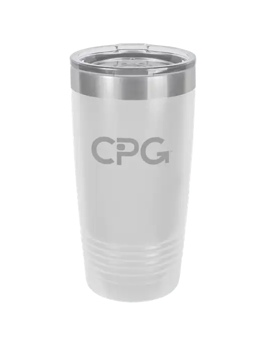 Polar Camel 20 oz Powder Coated White Vacuum Insulated Tumbler  w/CPG Logo