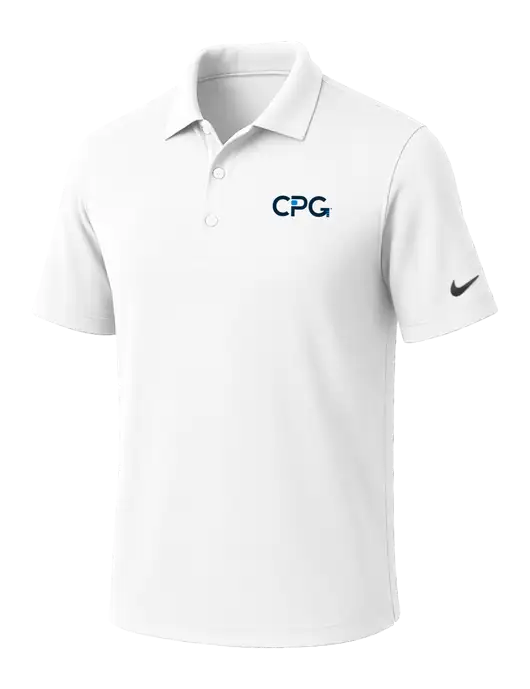 NIKE White Dri-Fit Micro Pique Polo w/CPG Logo