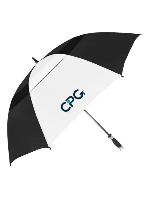 Black/White Vented Typhoon Tamer Golf Umbrella w/CPG Logo