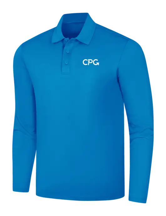 Sapphire Blue Silk Touch Performance Long Sleeve Polo w/CPG Logo