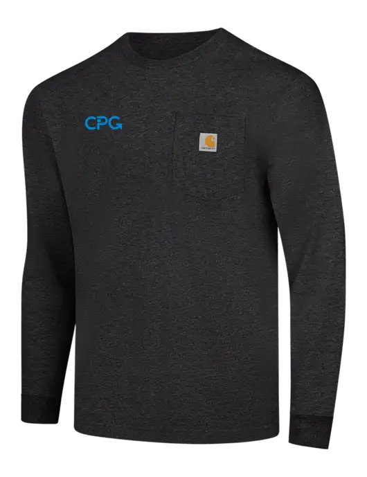 Carhartt Dark Grey Heather Workwear Pocket Long Sleeve T-Shirt w/CPG Logo