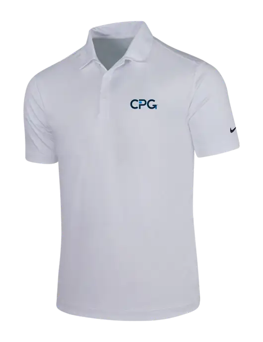 NIKE White Dri-Fit Vertical Mesh Polo w/CPG Logo