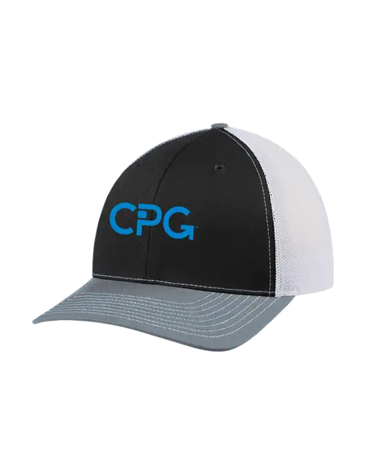 Richardson Adjustable Snapback Original 112 Trucker Cap Black/Light Heather Grey/White Mesh w/CPG Logo